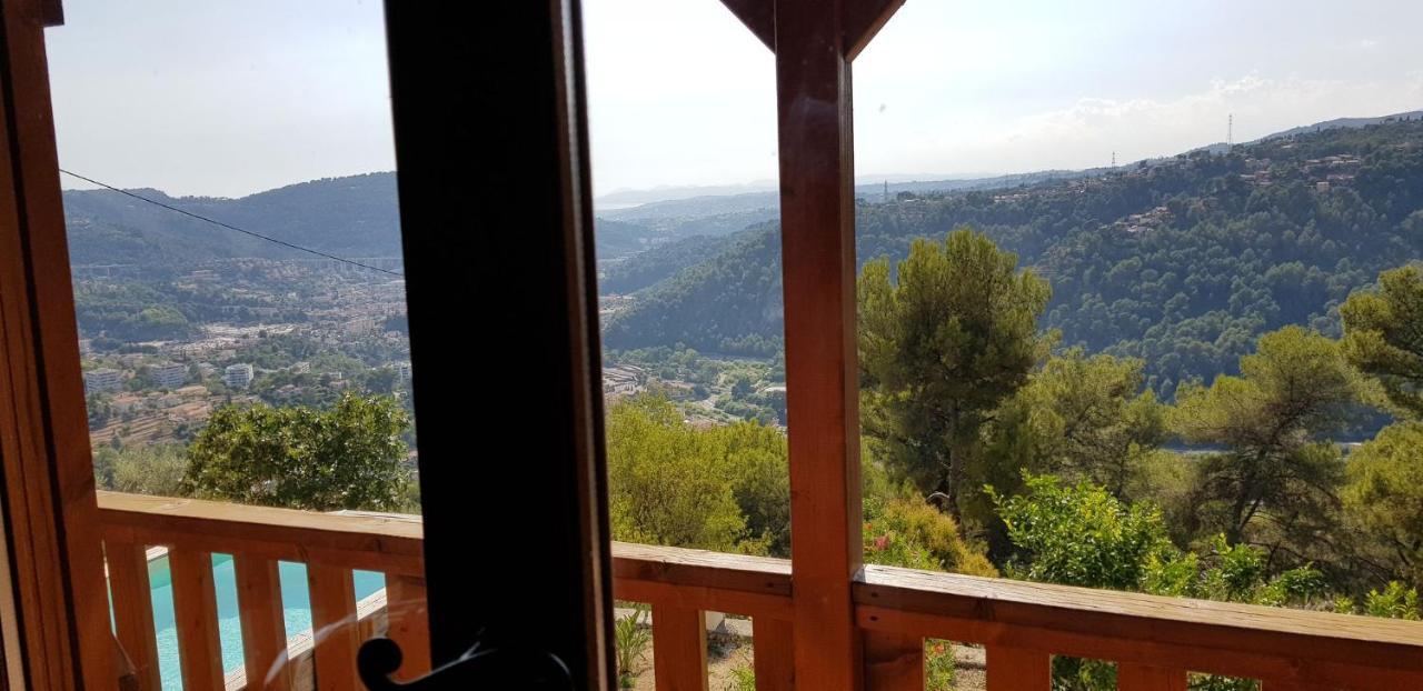 Le Chalet De La Pierreraie Cote D'Azur Piscine Terrasse Et Vue Mer Drap Buitenkant foto